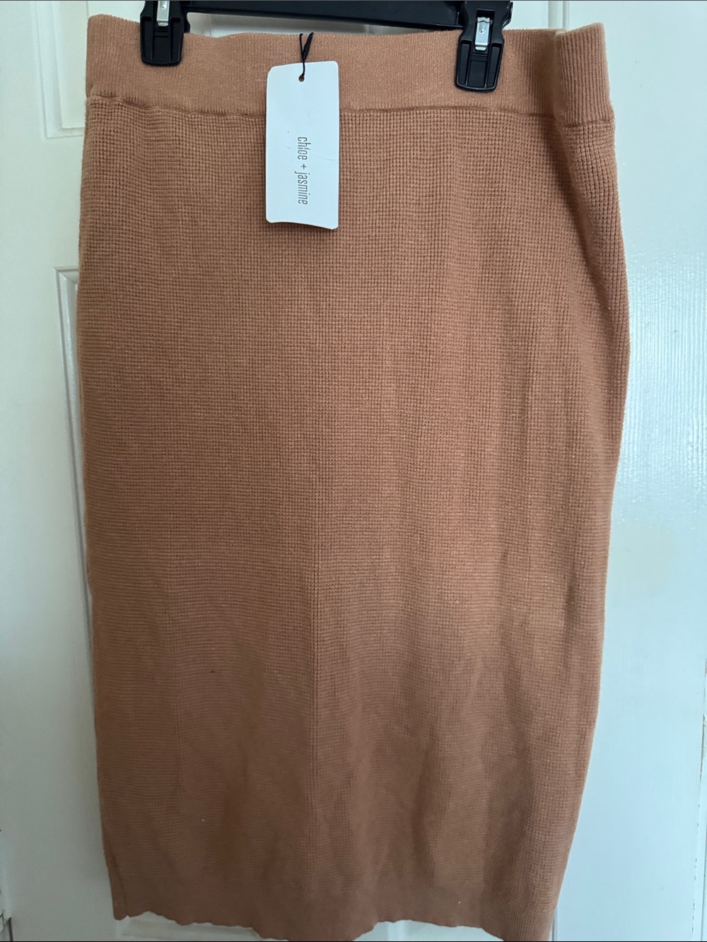 Camel Pencil Midi Skirt sweater material